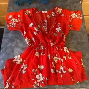 Red floral dress